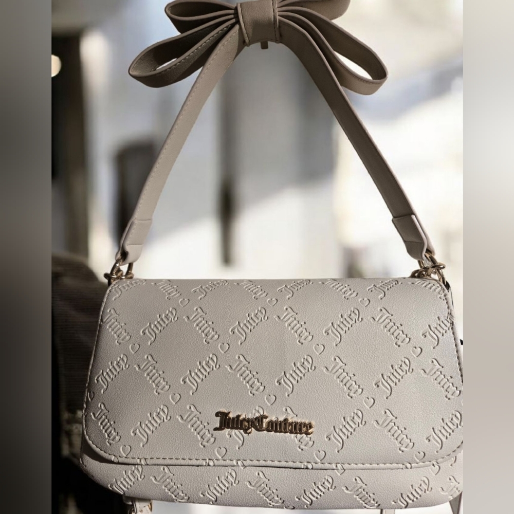 NEW Juicy Couture Beige Miss Bow Shoulder Bag  10"W x 6"H x 3" New With Tags